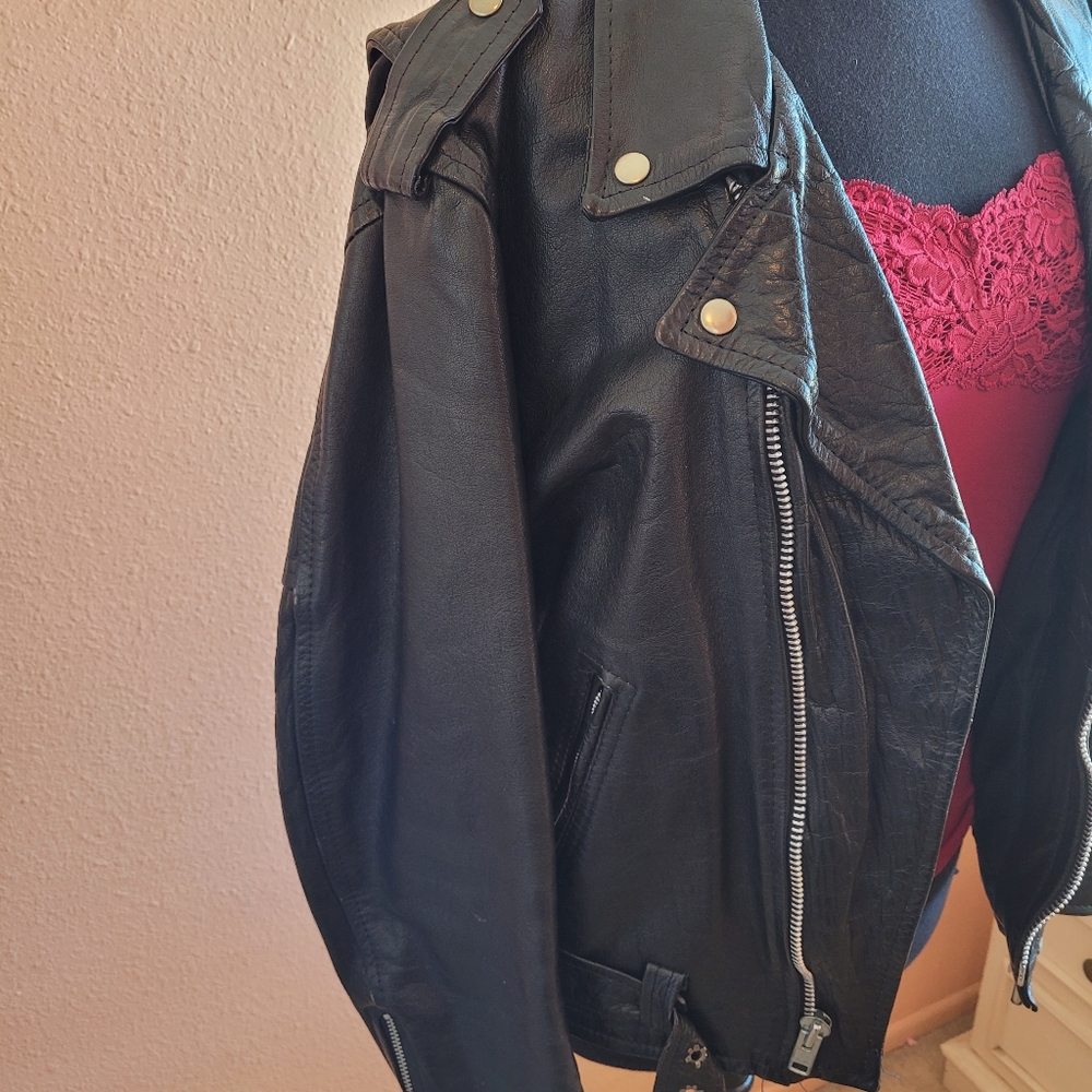 Leather Motorcycle Jacket - Picture 3 of 11